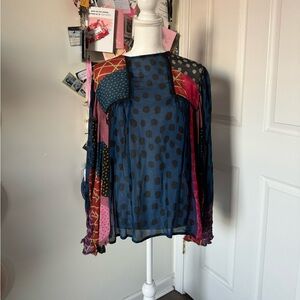 Blink London Patchwork Sheer Blouse Small
